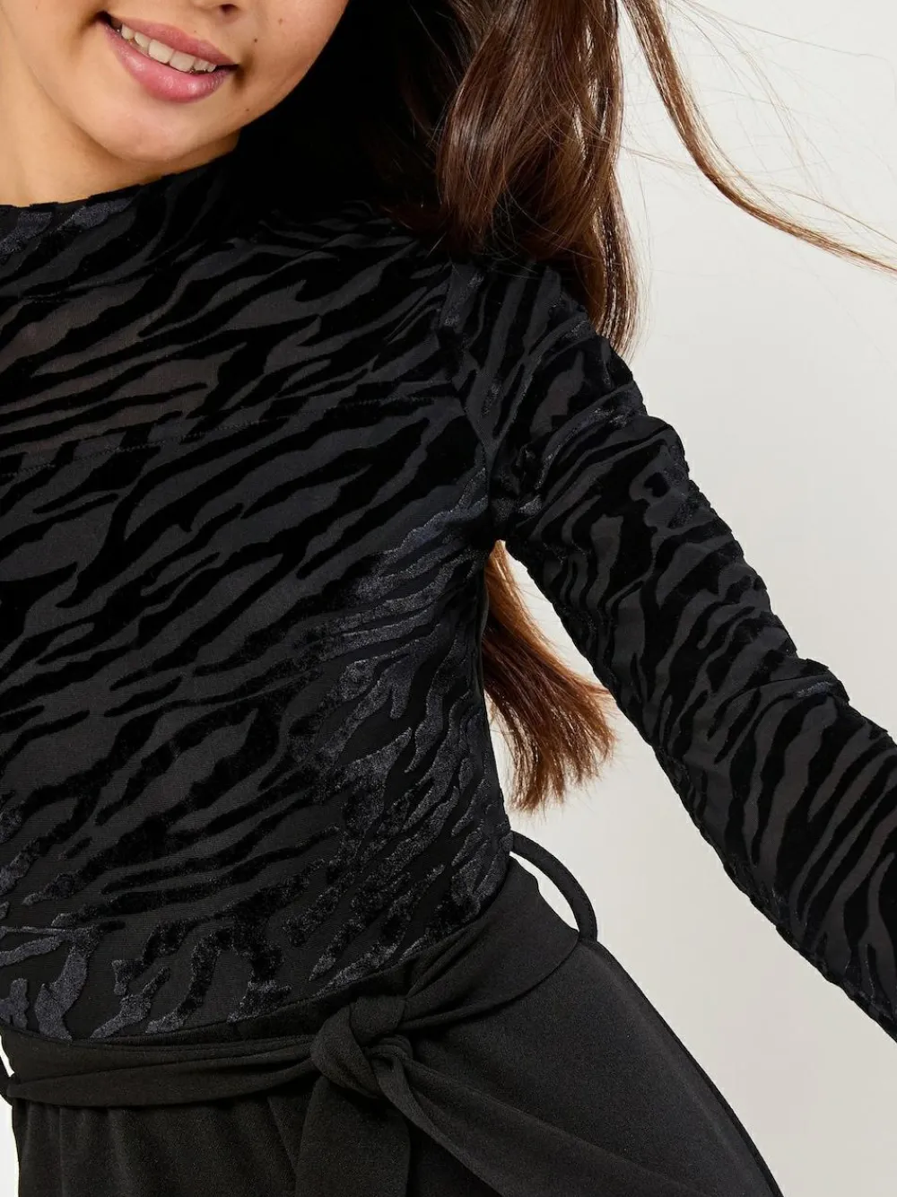 Discount Lipsy Black Zebra Devore Jumpsuit (5-16yrs)