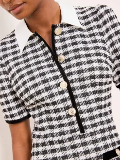 Sale Lipsy Black/White Collared Boucle Mini Dress