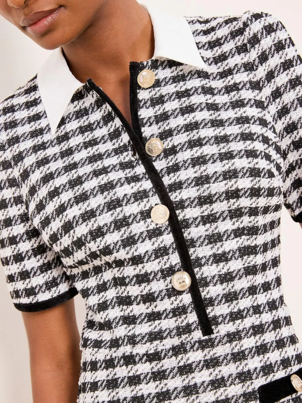 Sale Lipsy Black/White Collared Boucle Mini Dress