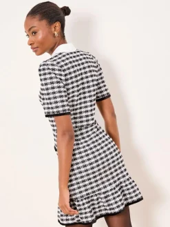 Sale Lipsy Black/White Collared Boucle Mini Dress