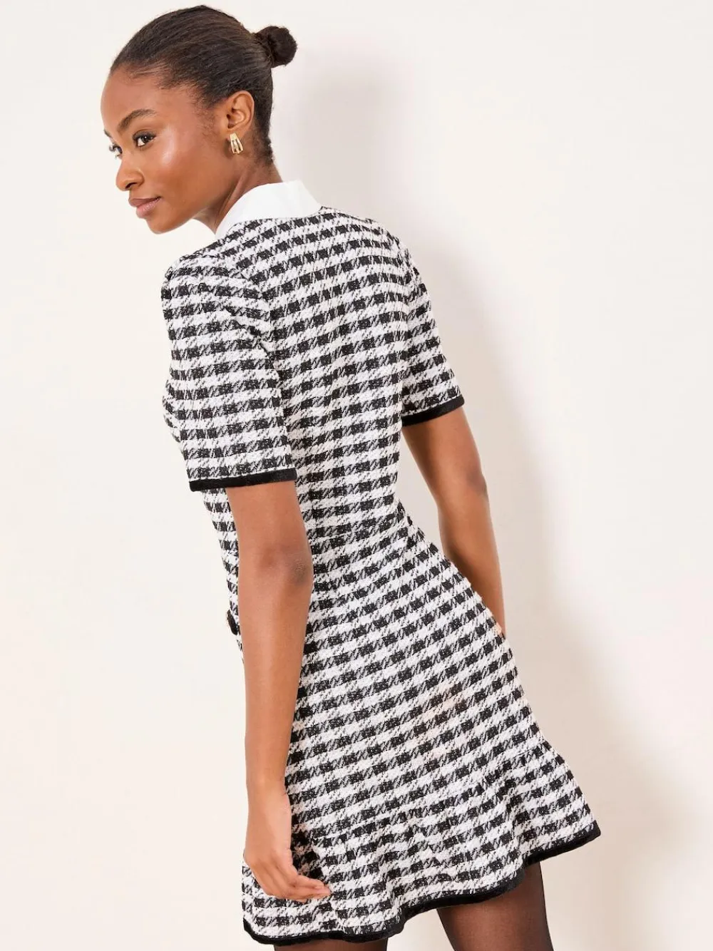 Sale Lipsy Black/White Collared Boucle Mini Dress
