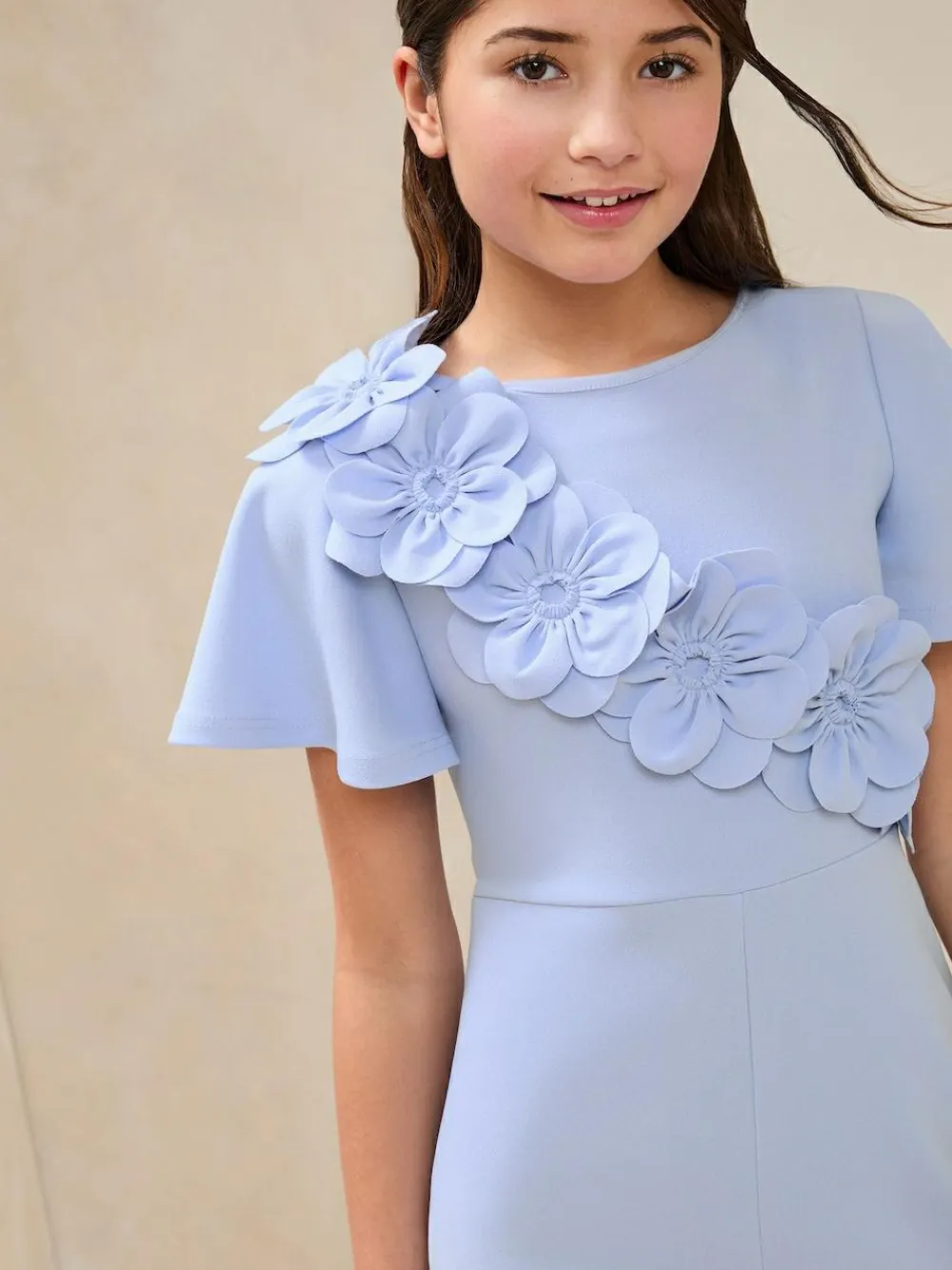 Hot Lipsy Blue 3D Corsage Jumpsuit (5-16yrs)