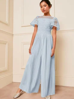 Lipsy Blue Flutter Sleeve Lace Occasion Jumpsuit (5-16yrs)^ Jumpsuits & Playsuits