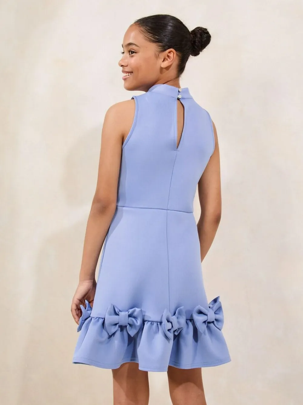 Lipsy Blue Scuba Bow Halter Dress (5-16yrs)^ Occasionwear