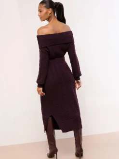 Lipsy Burgundy Red Cable Knit Co Ord Midi Skirt^Women Skirts