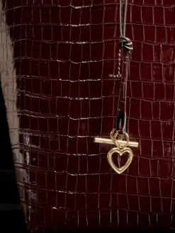 Hot Lipsy Croc Effect Shopper Tote Bag Burgundy Red