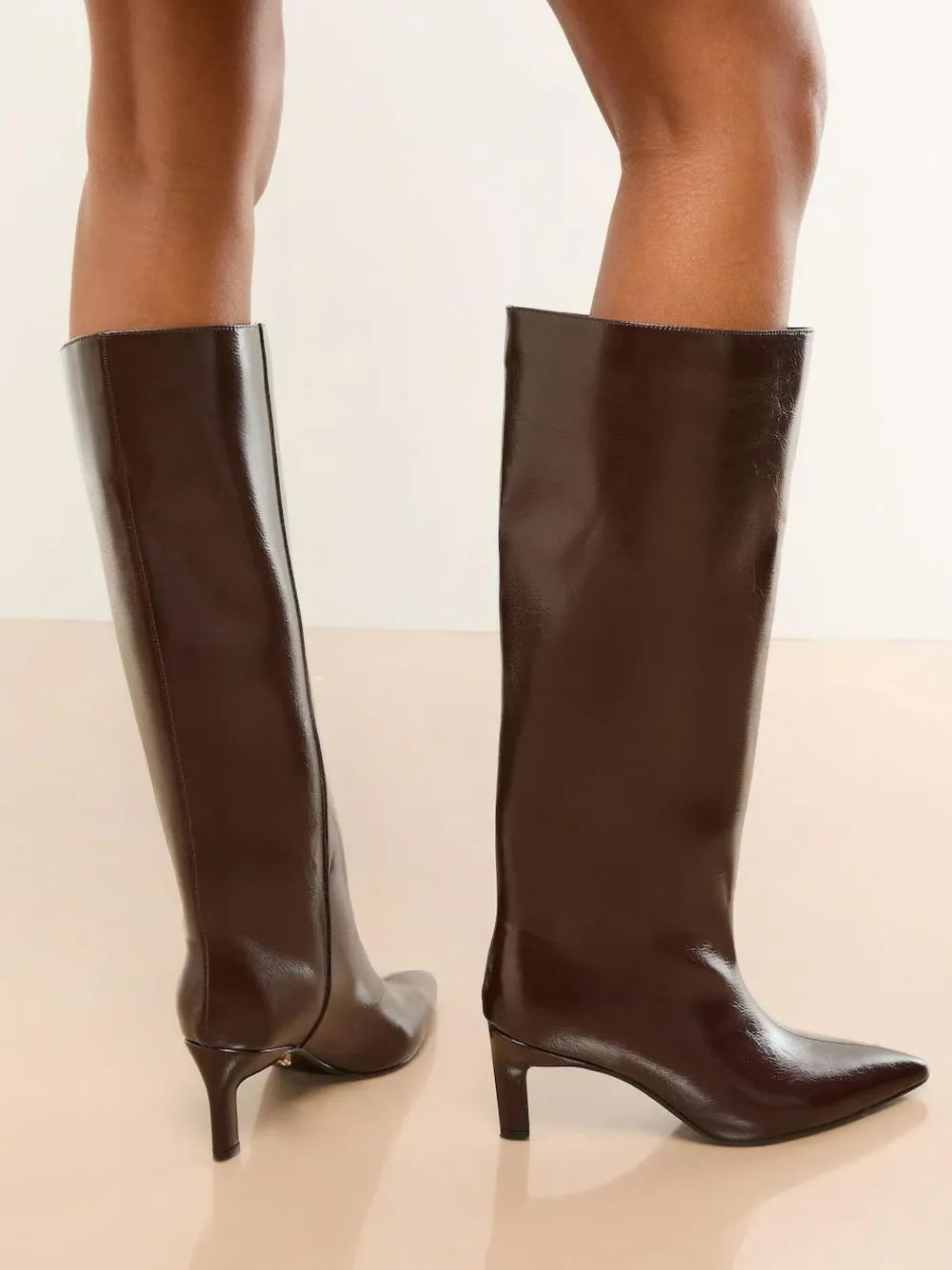 Lipsy Standard fit Faux Leather Knee High Low Kitten Heel Boots^Women Boots & Wellies|Boots