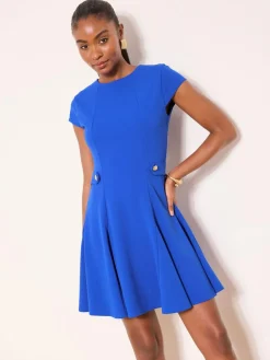 Outlet Lipsy Button Side Mini Skater Dress Cobalt Blue