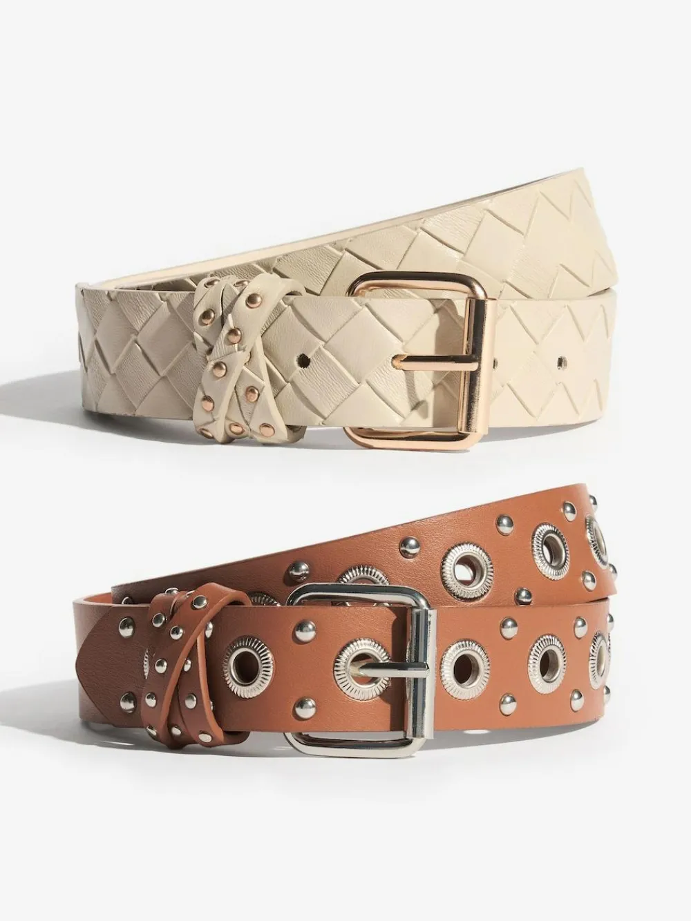 Online Lipsy Belts 2 Pack Cream Weave and Tan Stud