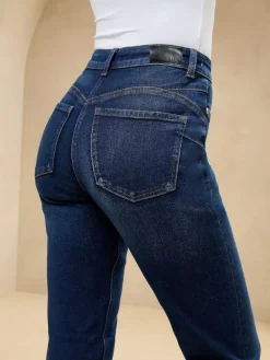 Online Lipsy High Waist Straight Leg Jeans Dark Wash Blue Sculpting