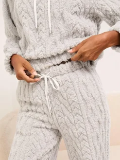 Sale Lipsy Cosy Hoodie and Trousers Lounge Set Grey Cable