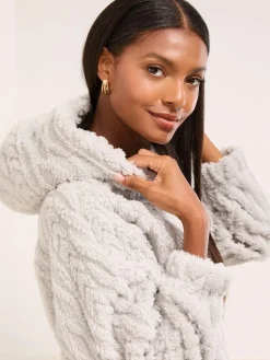 Sale Lipsy Cosy Hoodie and Trousers Lounge Set Grey Cable