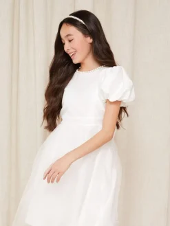 Lipsy Ivory Flower Girl Puff Sleeve Occasion Dress (2-13yrs)^ Dresses|Occasionwear