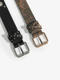 Clearance Lipsy Belts 2 Pack Leopard Print and Studded