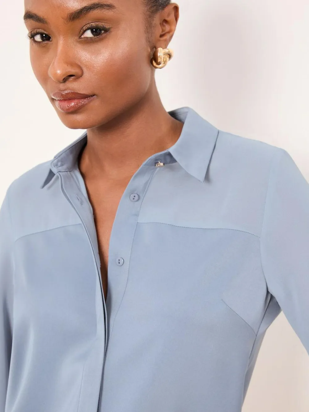 Lipsy Long Sleeve Satin Chiffon Mix Shirt^Women Tops & T-Shirts|Blouses & Shirts