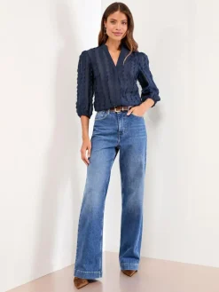 Best Lipsy 3D Fabric Grandad Collar Short Sleeve Shirt Navy Blue