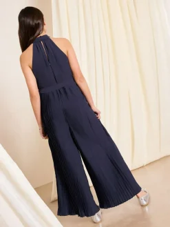 Clearance Lipsy Navy Blue Halter Embellished Occasion Jumpsuit (7-16yrs)