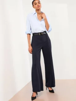 Discount Lipsy Navy Blue High Waist Wide Leg Trousers