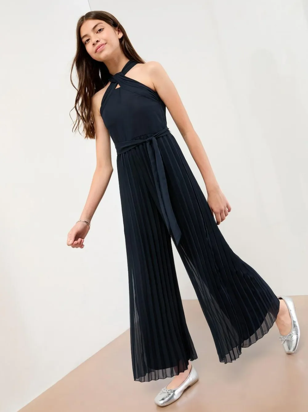 Sale Lipsy Navy Blue Twist Halter Occasion Jumpsuit (5-16yrs)