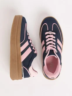 Outlet Lipsy Faux Suede Chunky Platform Sports Trainer Navy