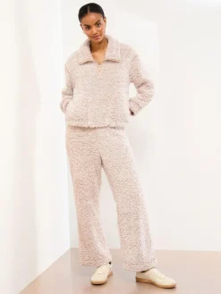 Lipsy Neutral Cosy Half Zip Pyjamas Set^Women Loungewear