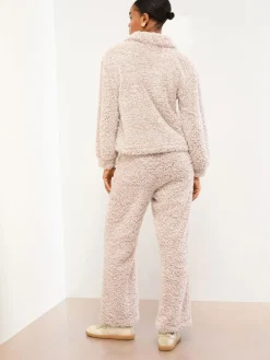 Lipsy Neutral Cosy Half Zip Pyjamas Set^Women Loungewear