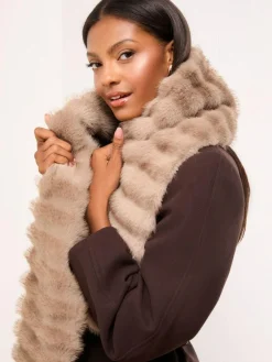 Discount Lipsy Faux Fur Scarf Neutral