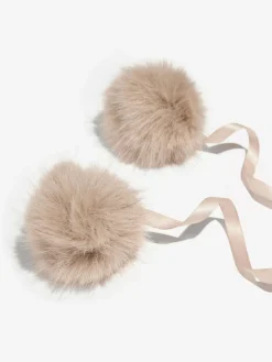 Lipsy Faux Fur Trapper Hat with Poms Neutral