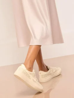 Clearance Lipsy Standard Fit Chunky Canvas Lace Up Sports Trainers Neutral