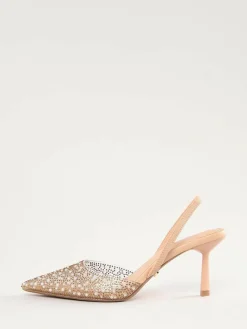 Lipsy Nude Embellished Perspex Slingback Court Heels^Women Heels