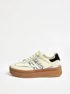 Lipsy Off White Leopard Standard Fit Print Side Stripe Chunky Gum Sports Trainers^Women Sneakers