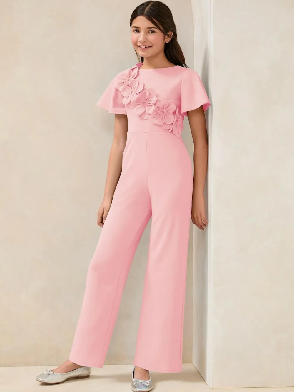 Lipsy 3D Corsage Jumpsuit (5-16yrs) Pink