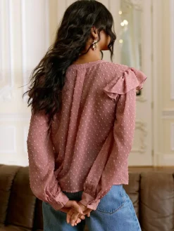 Lipsy Ruffle Dobby Blouse^Women Blouses & Shirts