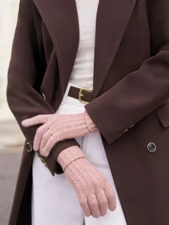 Online Lipsy Shimmer Ribbed Knitted Gloves Pink