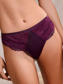 Best Lipsy Pink/Purple Thong Geo Lace Knickers