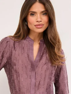 Lipsy Purple Button Down Burnout Detail Shirt^Women Blouses & Shirts