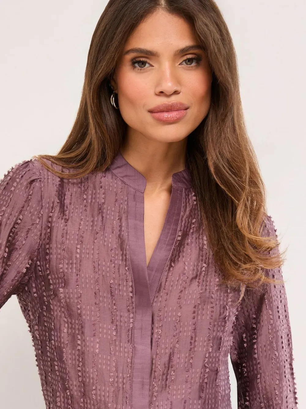 Lipsy Purple Button Down Burnout Detail Shirt^Women Blouses & Shirts