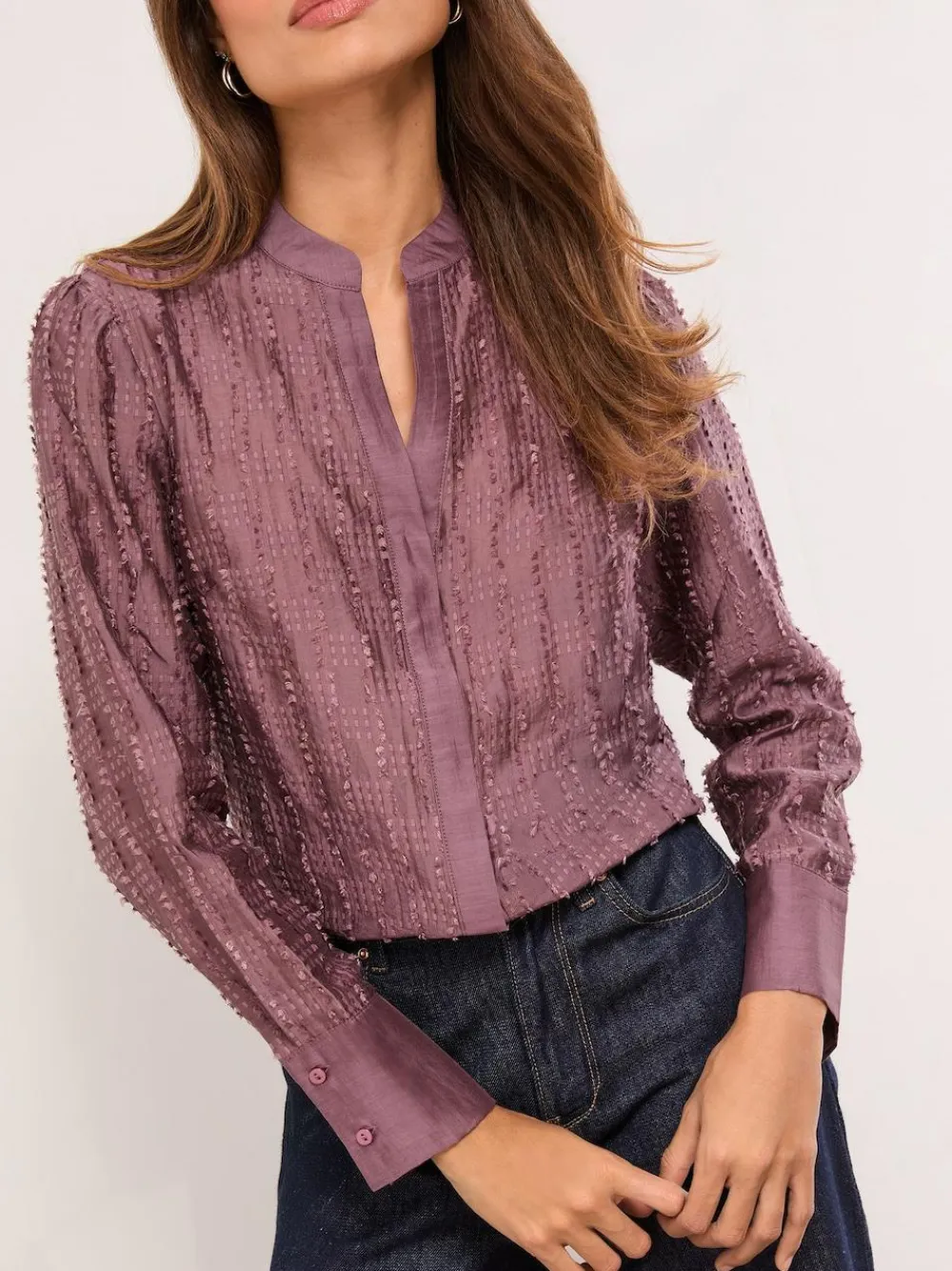Lipsy Purple Button Down Burnout Detail Shirt^Women Blouses & Shirts