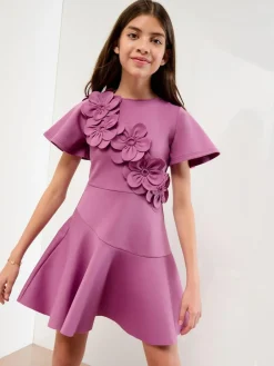 Lipsy Purple Scuba 3D Corsage Dress (5-14yrs)^ Occasionwear