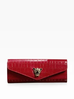 Lipsy Red Croc Effect Clutch Bag^Women Bags
