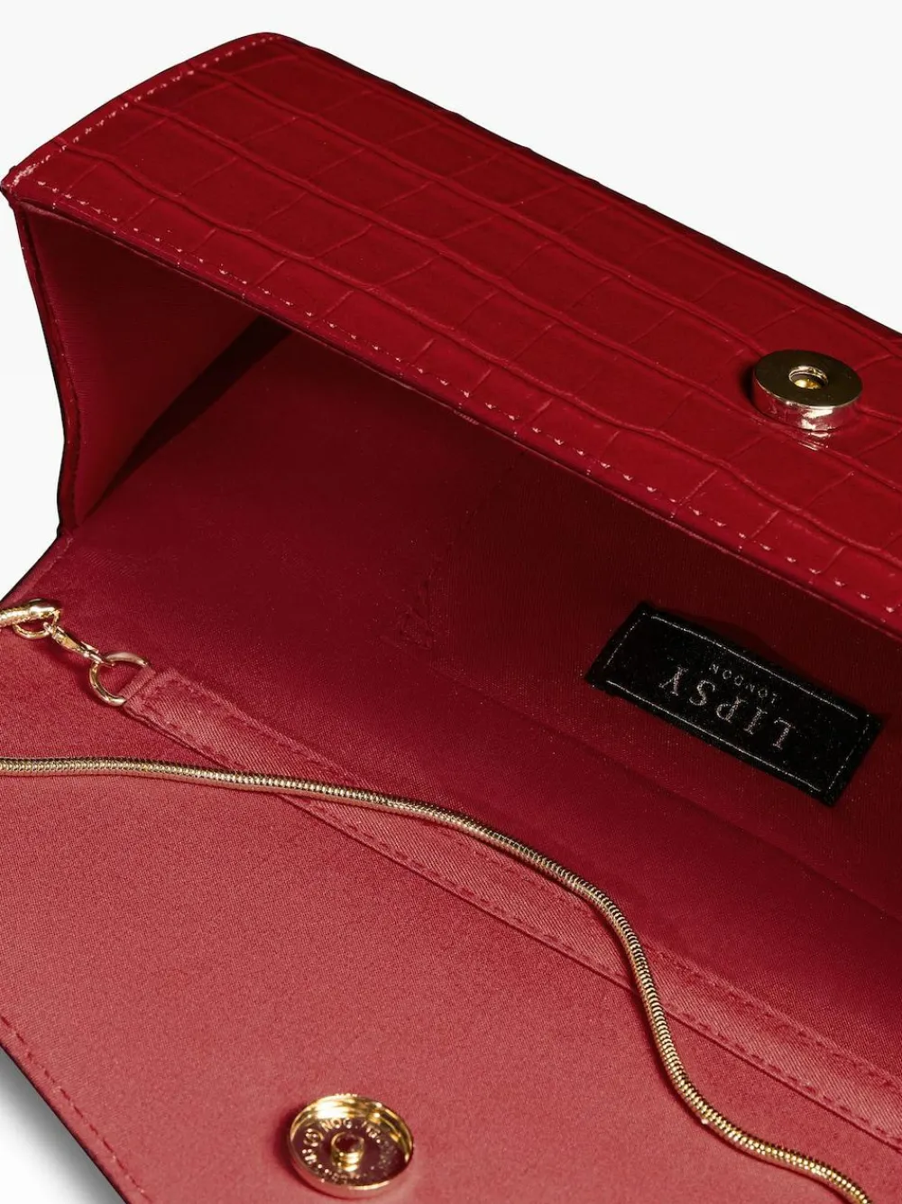 Lipsy Red Croc Effect Clutch Bag^Women Bags