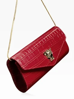 Lipsy Red Croc Effect Clutch Bag^Women Bags