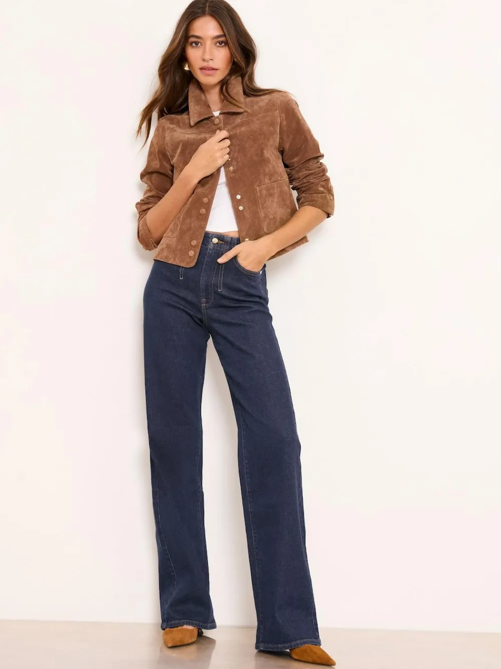 Outlet Lipsy Rinse Wash Petite Tailored Seam Detail Wide Leg Jeans