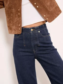 Outlet Lipsy Rinse Wash Tailored Seam Detail Wide Leg Jeans