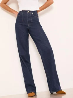 Outlet Lipsy Rinse Wash Tailored Seam Detail Wide Leg Jeans
