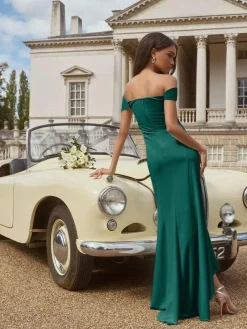 Outlet Lipsy Bardot 3D Floral Trim Bridesmaid Dress Teal Blue