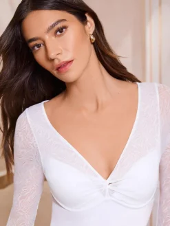 Lipsy Lace Long Sleeve Padded Thong Bodysuit^Women All Lingerie