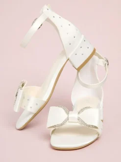 Lipsy Standard Fit (F) Embellished Bow Occasion Flower Girl Block Heeled Sandals^ Shoes