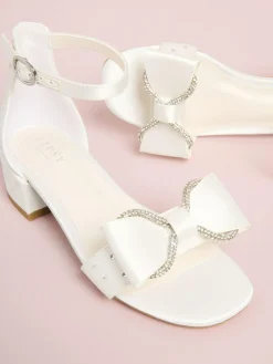 Lipsy Standard Fit (F) Embellished Bow Occasion Flower Girl Block Heeled Sandals^ Shoes