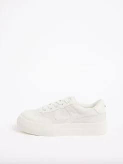 Lipsy White Wide Fit Chunky Canvas Lace Up Sports Trainers^Women Sneakers|Wide Fit & Extra Wide Fit